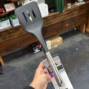 Stainless Steel and Black Slotted Turner